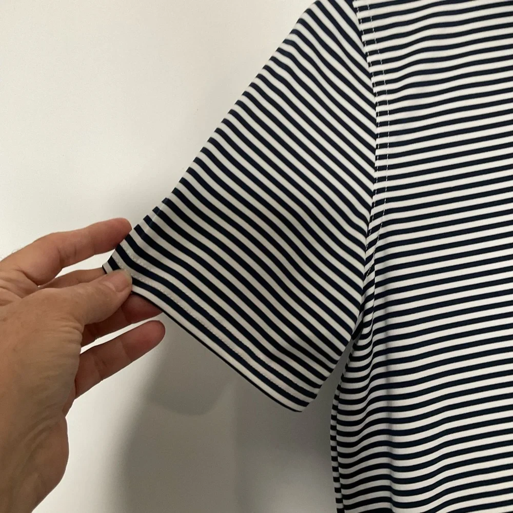 Vineyard Vines Boys Sankaty Blue White Striped Short Sleeve Polo Button Shirt L - Picture 9 of 12